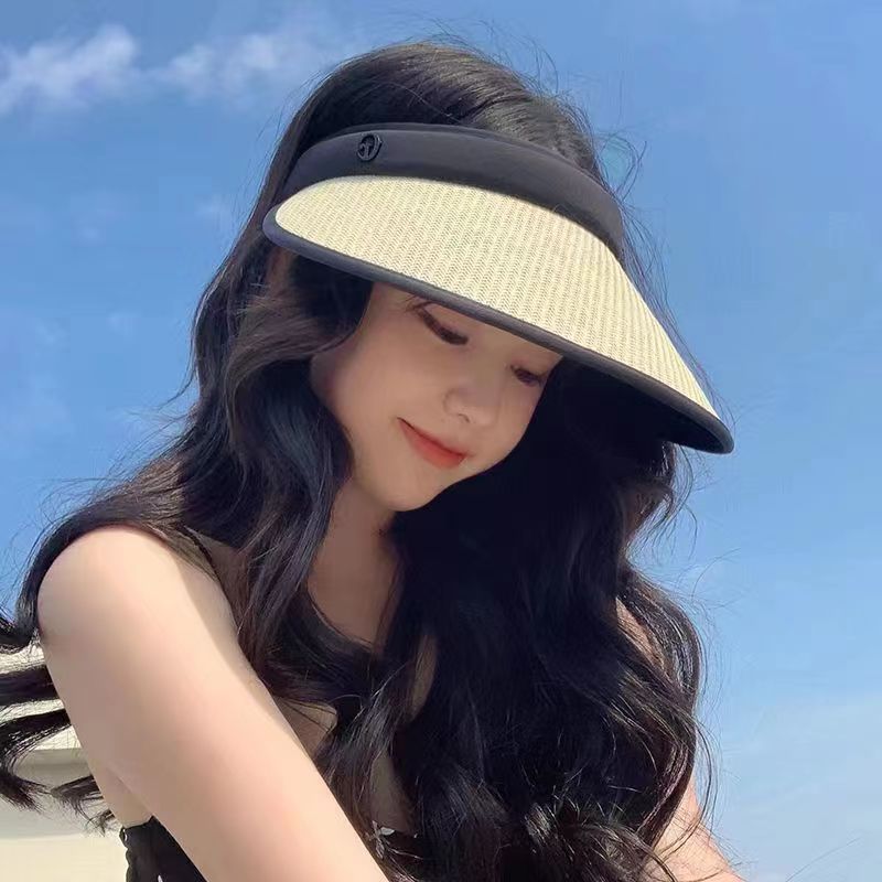 Wholesale of Empty Top Sunshade Straw Woven Sunscreen Hats